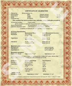 Sample Calibration certificate